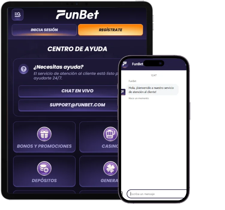 FunBet Casino Soporte y Chat en Vivo FunBet Casino centro de ayuda con chat en vivo y atención al cliente desde dispositivos móviles